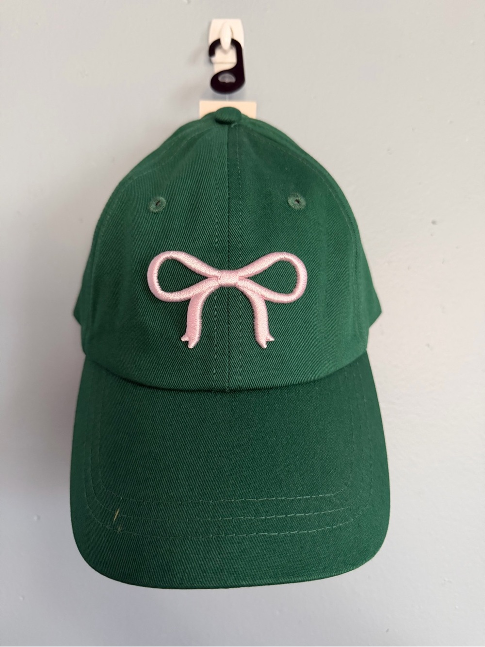 No Boundaries Green Baseball Cap with Pink Bow Accent